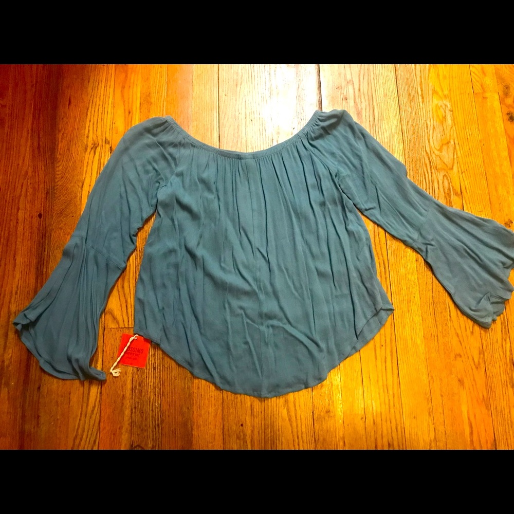 MOSSIMO SUPPLY CO blue blouse long sleeve XS